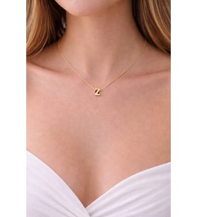14K Altın Renginde Z Harf Minimal Model Çelik Kadın Kolye