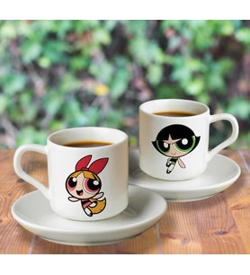 Power Puff Girl Tasarımlı Türk Kahvesi Fincanı Seti İkili