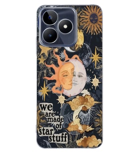 Realme C53 Uyumlu Güneş ve Ay Desenli Şeffaf Telefon Kılıfı