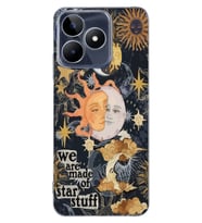 Realme C53 Uyumlu Güneş ve Ay Desenli Şeffaf Telefon Kılıfı