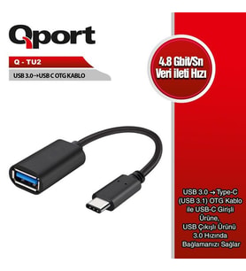 QPORT Q-TU2 0.15metre USB 3.0-TYPE C Görüntü Adaptörü
