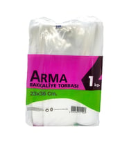 Naksan Arma Şeffaf Naylon 2 lik 23x36 Cm. Bakkaliye Poşeti Torbası - 1 Kg. - Ort. 190 Adet - 1 Paket (Beyaz)