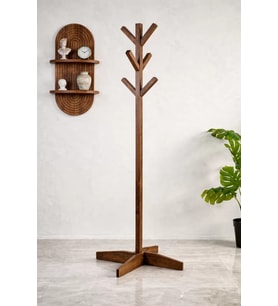 Kumsal Concept Masif Çam Ahşap Ayaklı Askılık – Ceviz Renk, 190 cm Ekstra Boy, 8 Kollu Portmanto, Devrilmez X-Ayak, 5 Yıl Garantili