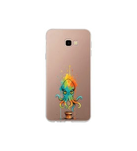 Samsung Galaxy J4+ Plus ile uyumlu Splash ahtapot tasarımlı şeffaf silikon kılıf