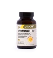 U-MORE Vitamin D3 (1000IU) + Vitamin K2 - Şeker, Glüten, GDO İçermez - 60 Yumuşak Kapsül