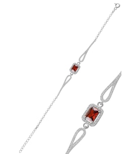 Söğütlü Silver Gümüş rodyumlu pırlanta modeli lal ve zirkon taşlı  baget  bileklik