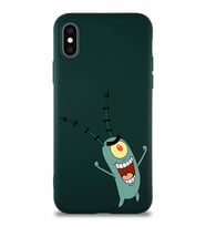 Apple iPhone XS Soft Premier Kapak Plankton Tasarımlı Silikon Kılıf - Yeşil (Şeffaf)