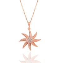 Söğütlü Silver Gümüş rose zirkon taşlı 8 kollu deniz yıldızı kolye