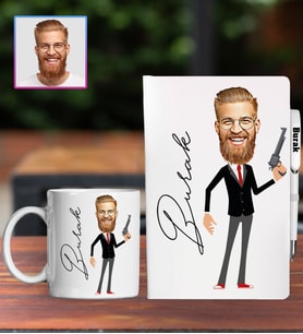 Kişiye Özel Karikatür Tasarım Defter Kalem Kupa Hediye Seti 96312