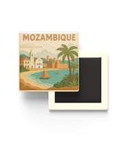 Mozambik - Mozambique - Paper Cut Art - Baskılı Buzdolap Magneti Kare - 9x9 cm