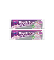 Büzgülü 10'lu Çöp Torbası Kiraz Çiçeği Kokulu Büyük Boy 65 x 70 cm İkili Paket