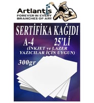 A4 Sertifika Kağıdı Kalın 25 Adet Gramajlı Fotokopi Kağıdı 300 gr Tüm Yazıcılara Uyumlu 21x29.7 cm Kalın Baskı Kağıdı (Beyaz)