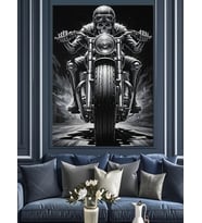 Retro Motosiklet Siyah Beyaz Dekoratif Kanvas - Mdf Ahşap Tablo