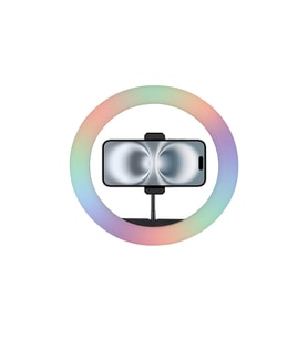 Büyük Boy RGB Renkli Led Halka Işık 36 cm Ring Light Telefon Tutuculu Canlı Yayın Seti