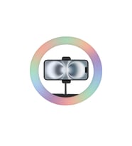 Büyük Boy RGB Renkli Led Halka Işık 36 cm Ring Light Telefon Tutuculu Canlı Yayın Seti (Çok Renkli)