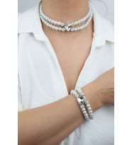 Kalp Kristal Cam İnci Kolye Bileklik Set