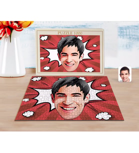 BK Gift Kişiye Özel Erkek Yüz Karikatürlü 1000 Parça Profesyonel Puzzle-2