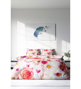 Çift Kişilik ( Lastikli Çarşaflı ) %100 Pamuk Saten Nevresim Takımı White Rose