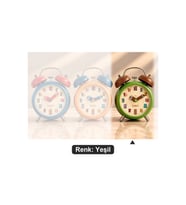 Kişiye Özel Metal Çift Zilli Renkli Rakamlı Çocuk Çalar Saati 15 x 11 cm - Yeşil
