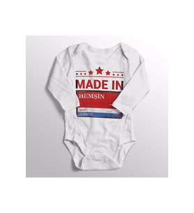 Unisex Bebek Beyaz Rize Hemşin Sokak Tabelası Baskılı Zıbını