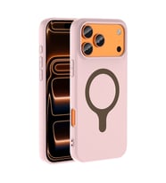 iPhone 18 Pro Max Kılıf M-Safe Şarj Özellikli Aris Silikon Kılıf Açık Pembe