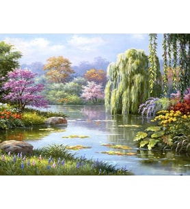 Söğüt Ağacı Sayılarla Boyama Seti(40x50 cm Tuval Şasesine Gerili)
