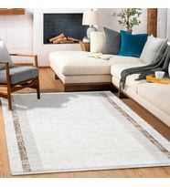 Makine Kaymaz Yıkanabilir Beyaz Modern Triko Salon Halısı Mutfak Halısı Koridor Halısı Yolluk 16157K