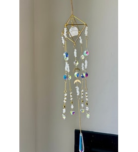 Kristal Kuvars Sun Catcher 7 - Güneş Tutucu, Güneş Yakalayıcı, Doğal Taşlı, El Yapımı (Beyaz)