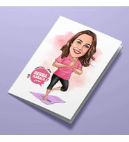 Kişiye Özel Yoga Yapan Kadın Karikatürlü Tebrik Kartı