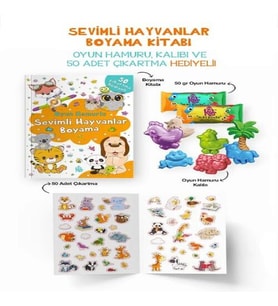Sevimli Hayvanlar Boyama Kitabı - Oyun Hamurlu - 3 Yaş +