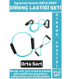 Premium Seri Fitness Aerobik Pilates Egzersiz Isınma Kadın Erkek ORTA SERT 3'lü DİRENÇ LASTİĞİ SETİ