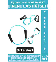 Premium Seri Fitness Aerobik Pilates Egzersiz Isınma Kadın Erkek ORTA SERT 3'lü DİRENÇ LASTİĞİ SETİ