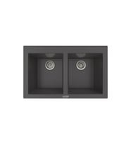 POLEX Cristalüx Granit Eviye P-2XLN 2 Hazneli Tezgah Altı Ve Tezgah Üstü Mutfak Evyesi 80,5x51,5cm (Antrasit)