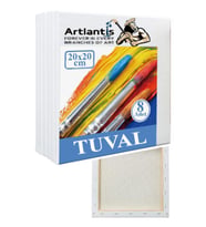 Tuval 20x20 cm Astarlı Kare Tuval 8 Adet Resim Küçük Tuvali 20*20 cm Tual Akrilik Boya Yağlı Boya İçin İdeal (Beyaz)
