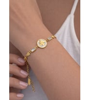 Çelik Gold Kalpli Taşlı Yonca Bileklik - 26blk06