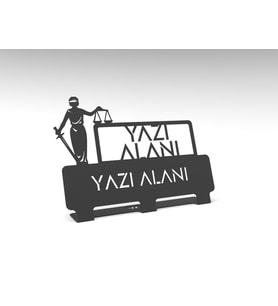 Kişiye Özel Hediyelik Hukuk Savcılık Avukat Hakim Adalet Tasarımlı Metal Masaüstü İsimlik (Siyah)