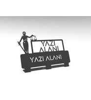 Kişiye Özel Hediyelik Hukuk Savcılık Avukat Hakim Adalet Tasarımlı Metal Masaüstü İsimlik (Siyah)