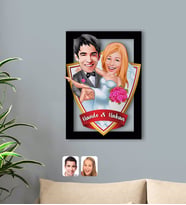 BK Gift Kişiye Özel İsimli Evleniyoruz Karikatürlü 3D Ahşap Tablo-9