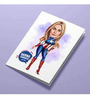 Kişiye Özel Süper Kahraman Kadın Karikatürlü Tebrik Kartı