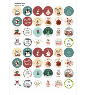 Mutlu Yıllar Sticker 3 Cm 96 Adet Yeni Yıl Yılbaşı Sticker