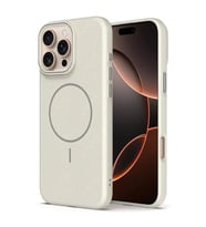Coverzone Apple iPhone 14 Pro ile uyumlu Deri G�r�nml� 2,5mm Kamera Koruma �?k?nt? Koruma Cowboy MagSafe ile uyumlu ?� Kadife Y�zeyli Silikon K?l?f White