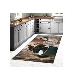 Rovigo Home Dijital Baskı Yıkanabilir Kaymaz Taban Mutfak Halısı RVG2100-SD178 (Kahverengi)