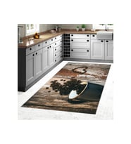 Rovigo Home Dijital Baskı Yıkanabilir Kaymaz Taban Mutfak Halısı RVG2100-SD178 (Kahverengi)