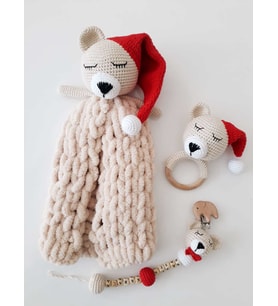 Sevimli Uykucu Ayıcık Yeni Doğan Seti Amigurumi Organik Oyuncak