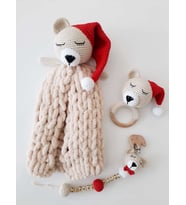 Sevimli Uykucu Ayıcık Yeni Doğan Seti Amigurumi Organik Oyuncak