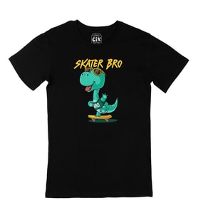 Skater Dinozor Siyah Tişört