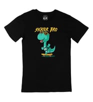 Skater Dinozor Siyah Tişört