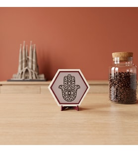 Modern Hamsa masaüstü objesi, çalışma alanınıza özgünlük katan şık ve estetik bir tasarım parçası 10x10 cm, Yavru Ağzı