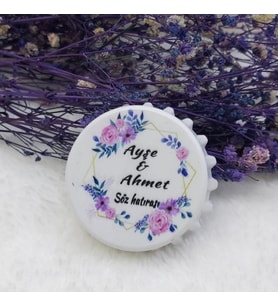 30 Adet Prizma Çiçek Baskılı Kapak Açacak Uv Baskılı Nişan Hediyeliği Nikah Şekeri 6 cm-