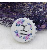 30 Adet Prizma Çiçek Baskılı Kapak Açacak Uv Baskılı Nişan Hediyeliği Nikah Şekeri 6 cm-